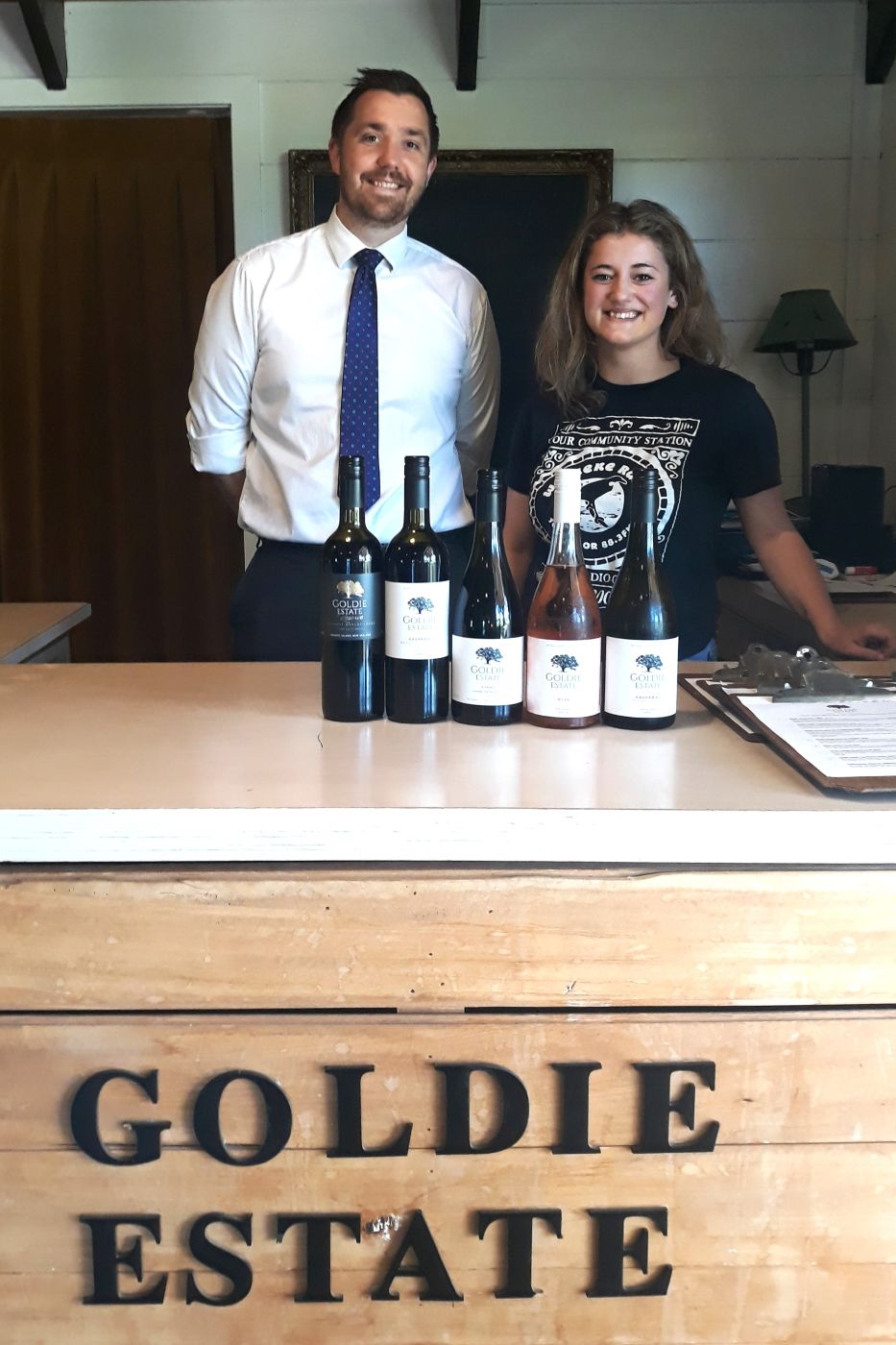 Cameron Fluide with Brooke at the Goldie Estate work experience