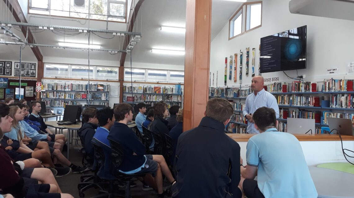 Meeting in the library re careers experience